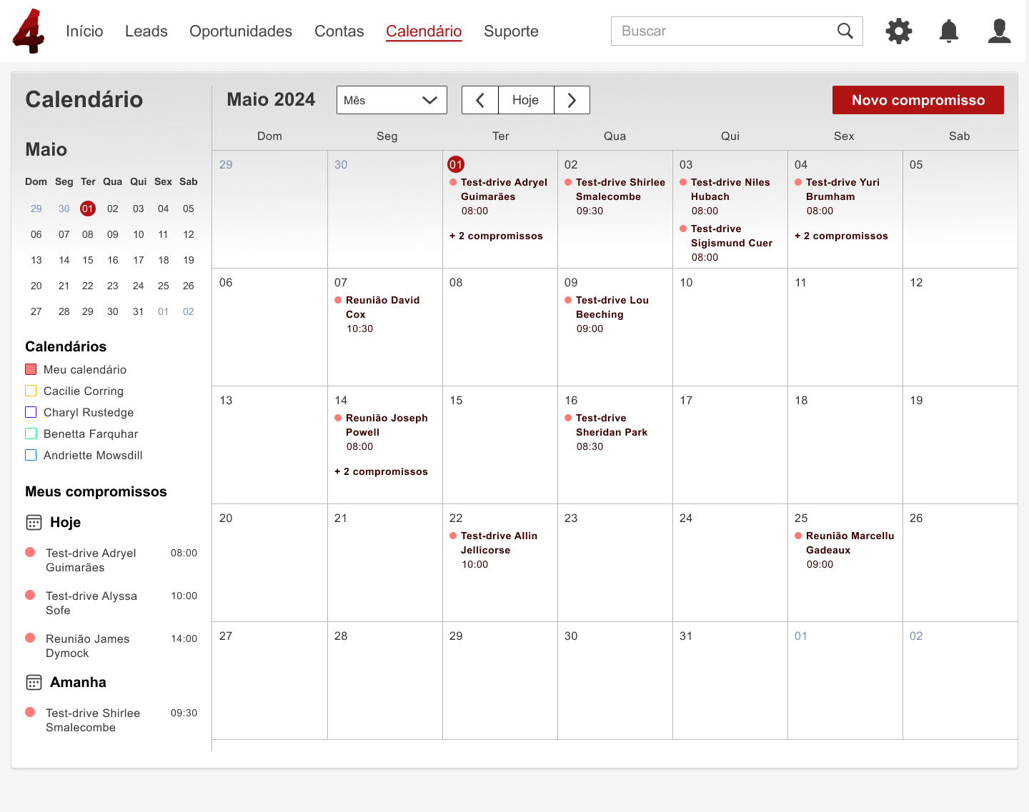 Alta fidelidade — Calendário visão mês