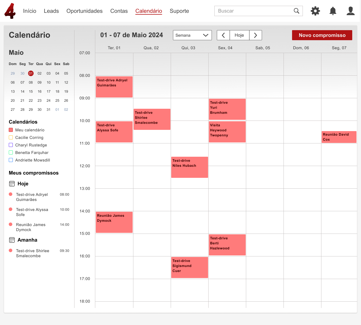 Alta fidelidade — Calendário visão semana